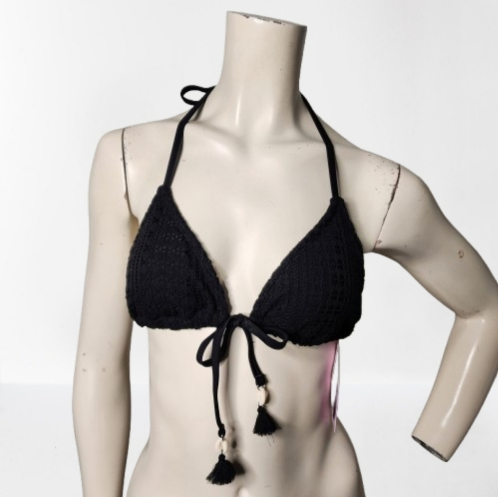 Wild Fable Crochet Bikini Top Womens XS Black NEW